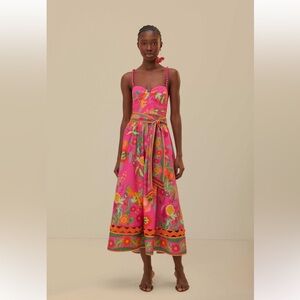 FARM RIO Delicate Fruit Garden Midi Dress Size L